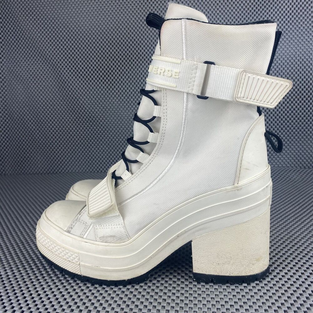 Converse Soho Survivor Heeled Platform Boots Womens 6 White Combat Boots Casual - Picture 2 of 9